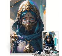 Puzzle per ragazzi da 1000 pezzi Guerriera con maschera Gioco divertente Allena la mente e la mano Adatto come decorazione da scrivania 38x26cm