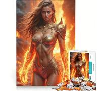 Puzzle per ragazzi da 1000 pezzi, guerriera dorata con poteri di fuoco, gioco educativo, per divertimento in famiglia, regalo di compleanno, regalo di viaggio 38x26cm