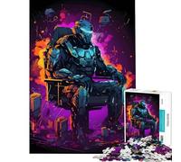 Puzzle per ragazzi da 1000 pezzi guerriero cyberpunk sul trono giocattolo educativo gioco per famiglie decorazione da parete regalo per donne e uomini (dimensioni 50x75cm)
