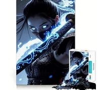 Puzzle per ragazzi da 1000 pezzi,guerriero samurai blu,incastro perfetto,gioco creativo,attività per il tempo libero,regalo di Natale 50x75cm