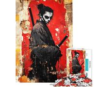 Puzzle per ragazzi da 1000 pezzi: guerriero samurai su muro invecchiato Puzzle per adulti gioco pratico per tutta la famiglia difficile e stimolante (dimensioni 50x75cm)