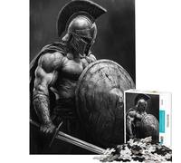 Puzzle per ragazzi da 1000 pezzi: guerriero spartano con spada e scudo in guerra Puzzle da 1000 pezzi per la decorazione della casa giocattolo di analisi e logica compleanno (38x52cm)