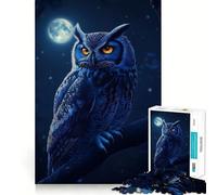Puzzle per ragazzi da 1000 pezzi,gufo blu appollaiato di notte,disegno preciso dai bordi,gioco di concentrazione,regalo,gioco rilassante,scena natalizia 50x75cm