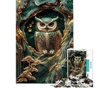 Puzzle per ragazzi da 1000 pezzi Gufo dorato nella grotta di smeraldo Puzzle fai da te regalo di compleanno e regali unici (dimensioni 38x52cm)
