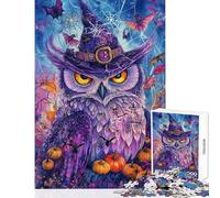Puzzle per ragazzi da 1000 pezzi Gufo Mistico puzzle di Halloween per adulti giocattolo antistress taglio di precisione divertimento per attività a casa (dimensioni 38x52cm)