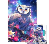 Puzzle per ragazzi da 1000 pezzi Gufo tra i fiori di notte Sfida educativa decorazione per la casa gioco educativo per ragazzi dai 14 anni in su (38x52cm)