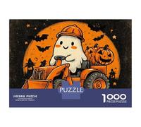 Puzzle Per Ragazzi Da 1000 Pezzi Halloween Ghost Driving Tractor with Pumpkins Puzzle Giochi Per Famiglie Decorazione Perfetta Regali Unici Per Compleanno E Natale 52x38cm/1000pcs