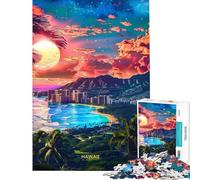 Puzzle per ragazzi da 1000 pezzi Hawaii città della spiaggia puzzle per adulti gioco pratico regalo per donne ideale come regalo per tutta la famiglia (dimensioni 38x26cm)