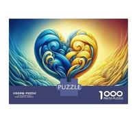 Puzzle Per Ragazzi Da 1000 Pezzi Heart-Shaped Waves Art Print Puzzle Giochi Rilassanti Difficili Divertenti Attività A Casa, 52x38cm/1000pcs