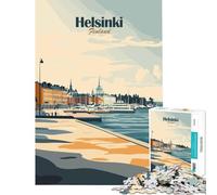 Puzzle per ragazzi da 1000 pezzi Helsinki Finlandia poster di viaggio gioco educativo giocattoli regali compleanno attività familiari (dimensioni 38x52cm)