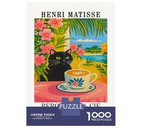 `Puzzle Per Ragazzi Da 1000 Pezzi Henri Matisse Inspired Cat And Coffee Puzzle Per Adulti Giochi Rilassanti Analisi E Logica Giochi Stimolanti Regali 52x38cm/1000pcs