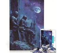 Puzzle per ragazzi da 1000 pezzi "I due cavalieri nella notte" gioco divertente allena la mente e la mano adatto come decorazione da scrivania 50x75cm