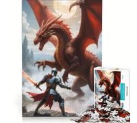 Puzzle per ragazzi da 1000 pezzi "Il cavaliere contro il drago" decorazione da parete gioco impegnativo e stimolante regalo perfetto 38x52cm