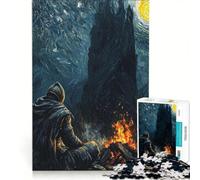Puzzle per ragazzi da 1000 pezzi, Il Cavaliere Oscuro vicino al falò, gioco educativo, decorazione perfetta, lista dei desideri con Babbo Natale 50x75cm