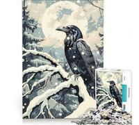 Puzzle per ragazzi da 1000 pezzi "Il corvo e la luna d'inverno" gioco educativo per divertimento in famiglia regalo di compleanno regalo di viaggio 38x26cm
