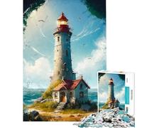 Puzzle per ragazzi da 1000 pezzi "Il faro" gioco per adulti e famiglie difficile unico ideale come regalo di compleanno e di Natale (dimensioni 50x75cm)