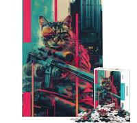 Puzzle per ragazzi da 1000 pezzi Il gatto cecchino cyberpunk Attività divertenti da fare a casa migliora la memoria gioco pratico per ragazzi dai 14 anni in su (50x75cm)