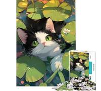 Puzzle per ragazzi da 1000 pezzi Il gatto nello stagno delle ninfee Gioco per tutta la famiglia giocattolo avvincente per coltivare la pazienza ottimo regalo migliora la memoria (dimensioni 75x50cm)