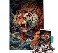 Puzzle per ragazzi da 1000 pezzi Il Grande Puzzle dell'Onda della Tigre per adulti gioco rompicapo ideale per passare il tempo durante le vacanze compleanno e Natale (38x52cm)