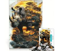 Puzzle per ragazzi da 1000 pezzi "Il guardiano della savana", giochi rilassanti, attività divertenti da fare in casa, gioco dal design accattivante 50x75cm
