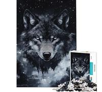Puzzle per ragazzi da 1000 pezzi "Il lupo nel cielo notturno" - Divertimento a casa attività per passare il tempo in casa giochi divertenti per ragazzi dai 14 anni in su (38x52cm)