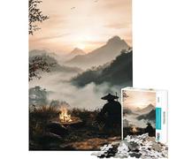 Puzzle per ragazzi da 1000 pezzi "Il monaco accanto al fuoco" giocattolo educativo perfetto come decorazione o regalo di compleanno (dimensioni 50x75cm)