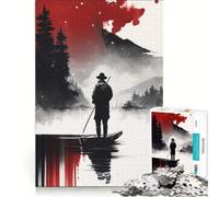 Puzzle per ragazzi da 1000 pezzi "Il pescatore solitario" gioco educativo decorazione perfetta lista dei desideri con Babbo Natale 38x52cm