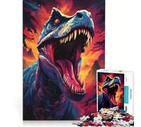 Puzzle per ragazzi da 1000 pezzi: Il Re dei Dinosauri giochi rilassanti attività per famiglie con poster abbinato e foglio di curiosità 38x26cm