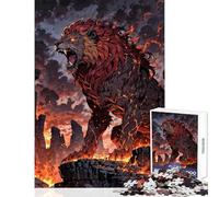 Puzzle per ragazzi da 1000 pezzi: Il Re Leone infuocato che ruggisce tra le rovine di pietra Gioco rilassante decorazione da parete decorazione per la casa giocattolo interattivo genitore-figlio