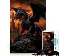 Puzzle per ragazzi da 1000 pezzi "Il Regno del Drago Nero",ad incastro perfetto,gioco creativo,ideale per il tempo libero e come regalo di Natale 38x26cm