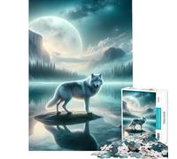 Puzzle per ragazzi da 1000 pezzi "Il regno del lupo al chiaro di luna" gioco rompicapo educativo sfida giocattolo regalo di compleanno adatto alle coppie (dimensioni 38x52cm)