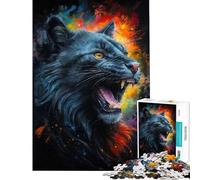 Puzzle per ragazzi da 1000 pezzi "Il ruggito del gatto nero" Puzzle per adulti Antistress Difficile Regalo di Natale Compleanno (Dimensioni 38x52cm)