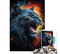 Puzzle per ragazzi da 1000 pezzi "Il ruggito del gatto nero" Puzzle per adulti Gioco rompicapo Migliora la memoria Riduce lo stress Regalo (Dimensioni 38x26cm)