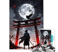 Puzzle per ragazzi da 1000 pezzi "Il Samurai Solitario con il Corvo" Puzzle per adulti Giocattolo Decorazione da parete Divertente e umoristico Attività divertenti a casa (Dimensioni 38x52cm)