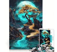 Puzzle per ragazzi da 1000 pezzi: Il sentiero dorato verso la Luna, gioco educativo, difficoltà elevata, collezione d'artista, belle arti 38x26cm