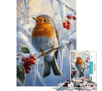 Puzzle per ragazzi da 1000 pezzi "Il trespolo del pettirosso invernale" puzzle per adulti gioco per famiglie divertente e spiritoso ottimo regalo per gli appassionati di videogiochi (50x75cm)