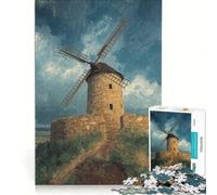 Puzzle per ragazzi da 1000 pezzi "Il vecchio mulino a vento in pietra" gioco rompicapo impegnativo da completare ideale come regalo per tutta la famiglia 38x26cm