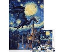 Puzzle per ragazzi da 1000 pezzi "Il volo del drago sopra il castello stellato" - Gioco di puzzle per famiglie - Modello da assemblare - Offerta regalo per tutta la famiglia (Dimensioni 38x26cm)