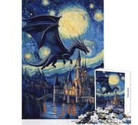 Puzzle per ragazzi da 1000 pezzi "Il volo del drago sopra un castello stellato" Puzzle per adulti Giochi per famiglie Decorazione per la casa Regali unici per compleanno e Natale (Dimensioni 50x75cm)