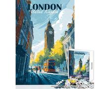 Puzzle per ragazzi da 1000 pezzi illustrazione di un paesaggio urbano di Londra Regno Unito Gioco interattivo difficile antistress per rafforzare l'amore tra le coppie (75x50cm)