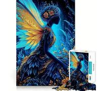 Puzzle per ragazzi da 1000 pezzi,illustrazione di una fata blu e oro,disegno dai bordi precisi,gioco di concentrazione,regalo,gioco rilassante,scena natalizia 38x52cm