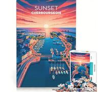 Puzzle per ragazzi da 1000 pezzi, immagine aerea di Cherbourg, gioco educativo, decorazione perfetta, lista dei desideri con Babbo Natale 50x75cm