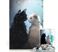 Puzzle per ragazzi da 1000 pezzi in bianco e nero a tema amore, giochi rilassanti, attività per famiglie, con poster abbinato e foglio di curiosità 38x26cm