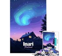 Puzzle per ragazzi da 1000 pezzi Inari Finlandia Aurora Boreale Cabina Notte Gioco Impossibile Giocattoli Giochi educativi Ottimo regalo per i giochi antistress (Dimensioni 38x52cm)