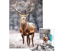 Puzzle per ragazzi da 1000 pezzi Incontro nella foresta innevata Gioco stimolante Gioco impossibile Adatto a coppie Regalo di compleanno (Dimensioni 38x26cm)