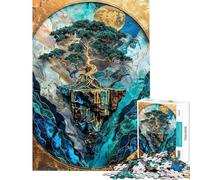 Puzzle per ragazzi da 1000 pezzi Isola galleggiante paradisiaca puzzle artistico Kintsugi per ragazzi taglio di precisione interazione genitore-figlio rompicapo giochi per famiglie 38x26cm