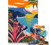 Puzzle per ragazzi da 1000 pezzi,Italia,Isole Eolie,illustrazione minimalista,gioco a incastro,stimolante per la mente,divertimento e svago,regalo di Natale (38x26cm)