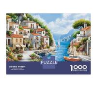 Puzzle Per Ragazzi Da 1000 Pezzi Italian Village by The Sea Puzzle Giochi Rilassanti Difficili Divertenti Attività A Casa, 52x38cm/1000pcs