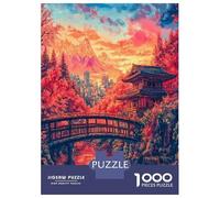 Puzzle Per Ragazzi Da 1000 Pezzi Japanese Garden Sunset Puzzle Fai Da Te Giocattoli Antistress Interazione Genitore-figlio 70x50cm/1000pcs