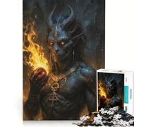 Puzzle per ragazzi da 1000 pezzi: Jinn demone Ifrit con sfera di fuoco giocattolo educativo migliora la memoria con poster abbinato e foglio di curiosità 38x52cm